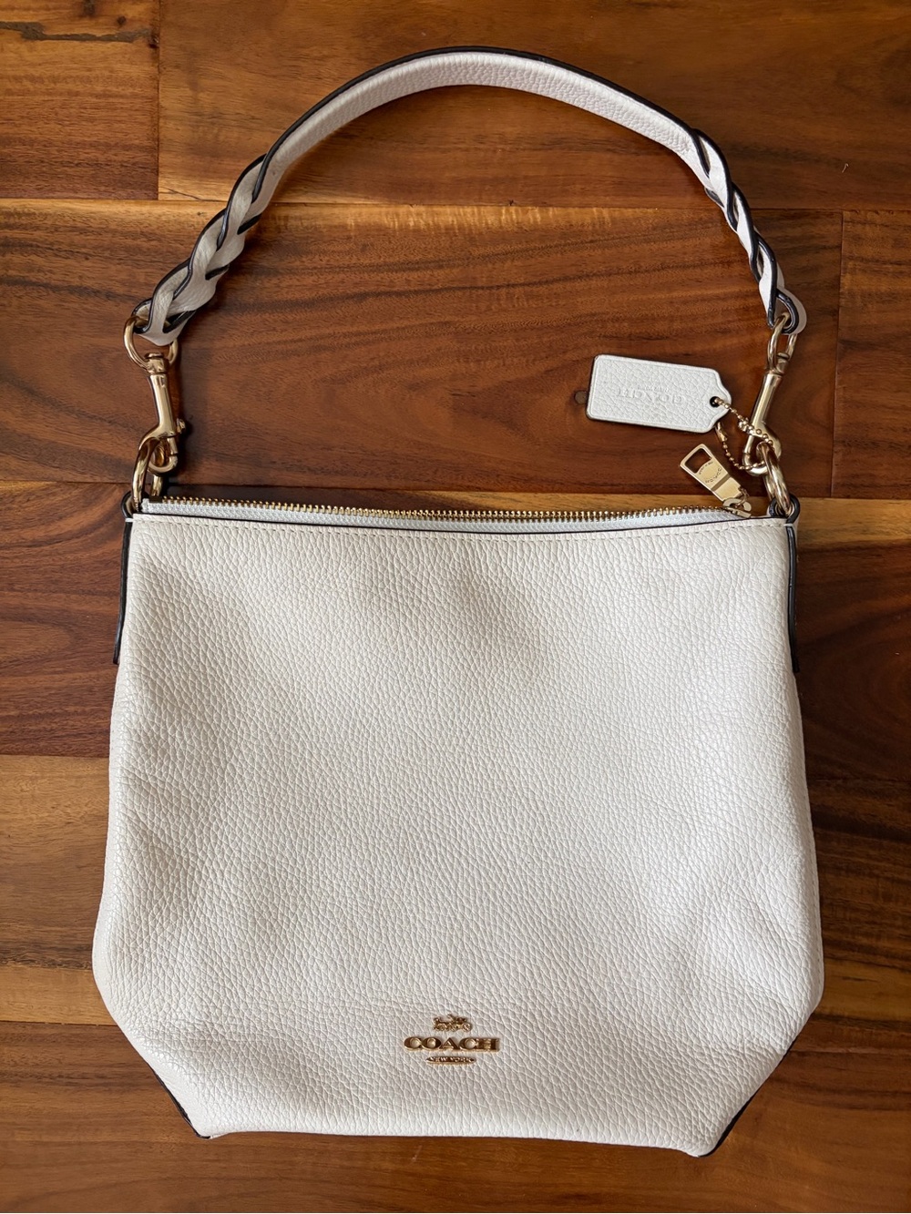 Coach White leather shoulder tote bag